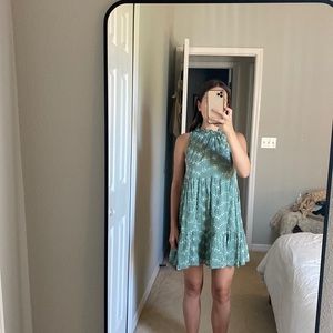 ASOS Petite mini dress with high neck in sage green - size US 0